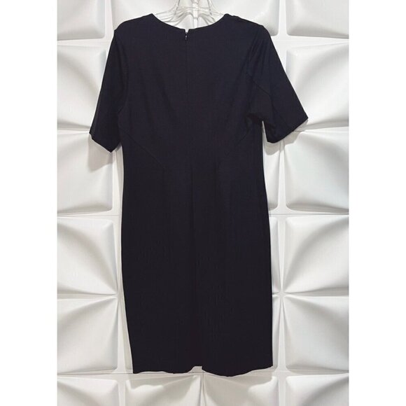 Cabi Sz 8 Solid Black V Neck Ponte Knit Sheath Shift Pencil Dress - Picture 7 of 12